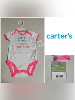🆕CARTER’S - 3M - NWT - INFANT GIRLS PINK WHITE BODYSUIT / ONESIE